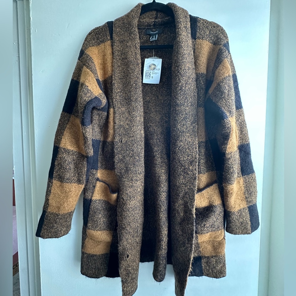 Forever 21 Plaid Open-Front Cardigan